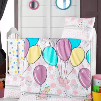 Lenjerie de pat pentru copii, Balloons, Patik, Bumbac Ranforce imagine