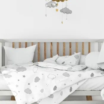 Lenjerie de pat pentru copii, L'essentiel Maison, Bulut, Bumbac Ranforce, Gri imagine