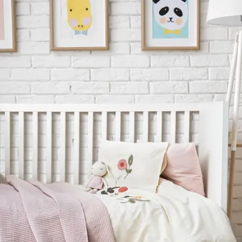 Lenjerie de pat pentru copii, L'essentiel Maison, Flower Garden, Bumbac, Roz pudra imagine