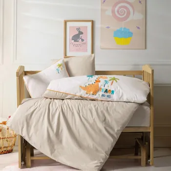 Lenjerie de pat pentru copii, L'essentiel Maison, Kiddo, Crem/Alb imagine