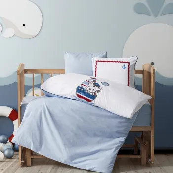 Lenjerie de pat pentru copii, Miniyo - Blue, Cotton Box, Bumbac imagine