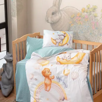 Lenjerie de pat pentru copii, Moon - Mint, Cotton Box, Bumbac Ranforce imagine