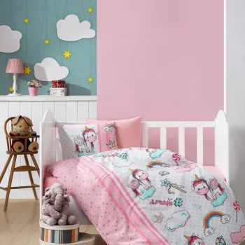 Lenjerie de pat pentru copii, Unicorn v2 - Pink, Cotton Box, Bumbac Ranforce imagine