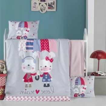 Lenjerie de pat pentru copii, Victoria, Loverain, 4 piese, 100% bumbac ranforce, multicolor imagine