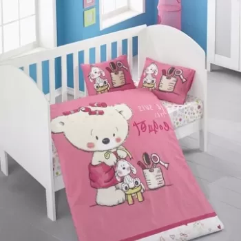 Lenjerie de pat pentru copii, Victoria, Sweet, 4 piese, 100% bumbac ranforce, multicolor imagine