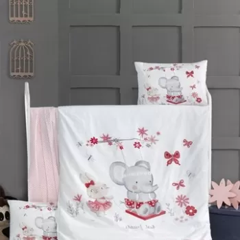 Lenjerie de pat pentru copii, Victoria, Swing, 4 piese, 100% bumbac ranforce, multicolor imagine