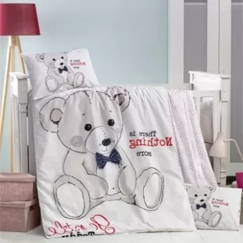 Lenjerie de pat pentru copii, Victoria, Teddy, 4 piese, 100% bumbac ranforce, multicolor imagine