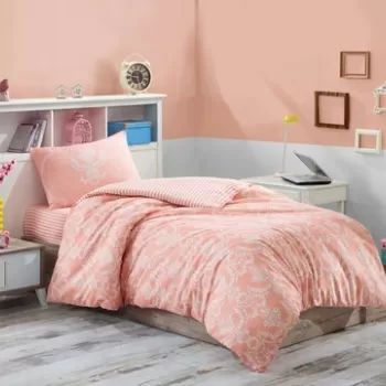 Lenjerie de pat pentru o persoana, 2 piese, 140x200 cm, amestec bumbac, Eponj Home, Pure, roz pudra imagine