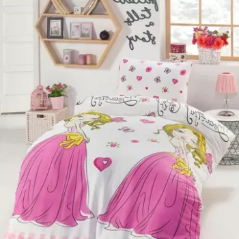 Lenjerie de pat pentru o persoana 2 piese, Beatiful Girl, Eponj Home, 65% Bumbac/35% Poliester imagine