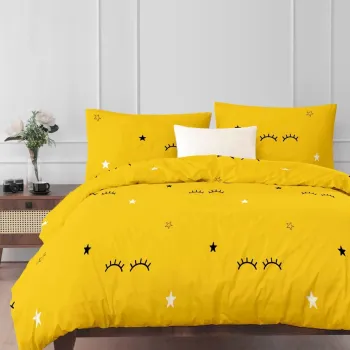 Lenjerie de pat pentru o persoana 2 piese, Dide - Yellow, Eponj Home, 65% bumbac/35% poliester imagine