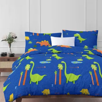 Lenjerie de pat pentru o persoana 2 piese, Dinolar - Dark Blue, Eponj Home, 65% bumbac/35% poliester imagine