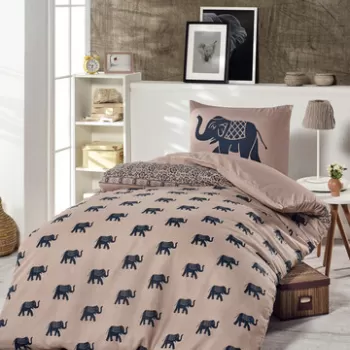 Lenjerie de pat pentru o persoana 2 piese, Fil, EnLora Home, 65% Bumbac/35% Poliester imagine