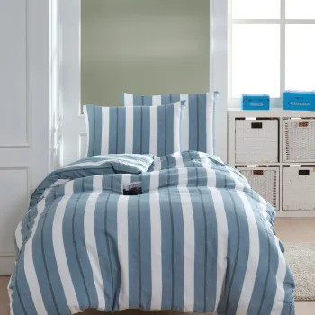 Lenjerie de pat pentru o persoana 2 piese, Helsinki - Petrol, EnLora Home, 70% bumbac/30% poliester imagine