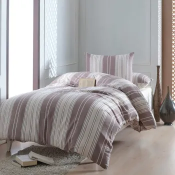 Lenjerie de pat pentru o persoana 2 piese, Lima - Brown, EnLora Home, 70% bumbac/30% poliester imagine