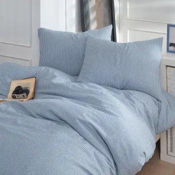 Lenjerie de pat pentru o persoana 2 piese, Lizbon - Blue, EnLora Home, 70% bumbac/30% poliester imagine