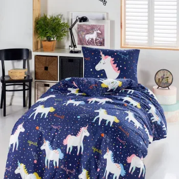 Lenjerie de pat pentru o persoana 2 piese, Magic Unicorn, Eponj Home, 65% bumbac/35% poliester imagine