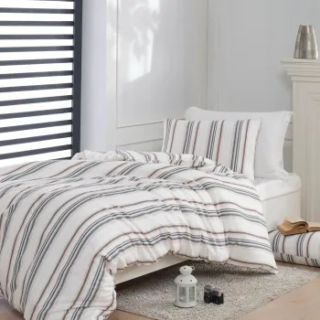 Lenjerie de pat pentru o persoana 2 piese, Nairobi - Cream, EnLora Home, 70% bumbac/30% poliester imagine