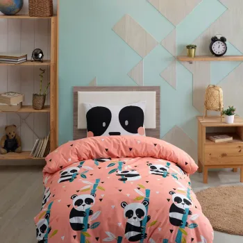 Lenjerie de pat pentru o persoana 2 piese, Panida - Pink, EnLora Home, 65% bumbac/35% poliester imagine