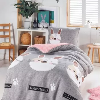 Lenjerie de pat pentru o persoana 2 piese, Tavsanc?k, Eponj Home, 65% Bumbac/35% Poliester imagine