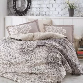 Lenjerie de pat pentru o persoana, 3 piese, 100% bumbac poplin, Hobby, Serenity, bej imagine