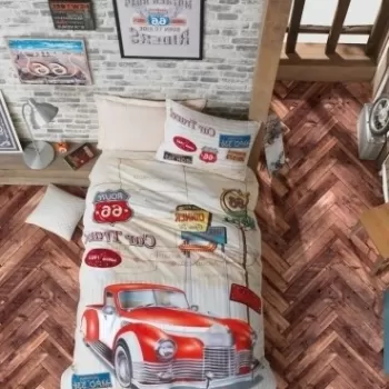 Lenjerie de pat pentru o persoana, 3 piese, 100% bumbac ranforce, Cotton Box, Route imagine