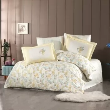 Lenjerie de pat pentru o persoana, 3 piese, 160x220 cm, 100% bumbac poplin, Hobby, Perla, galben imagine