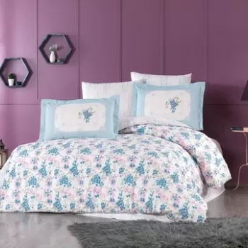 Lenjerie de pat pentru o persoana, 3 piese, 160x220 cm, 100% bumbac poplin, Hobby, Perla, roz imagine