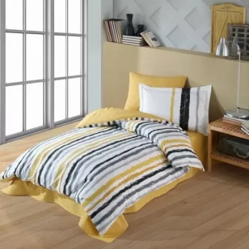 Lenjerie de pat pentru o persoana, 3 piese, 160x220 cm, 100% bumbac poplin, Hobby, Trend, portocaliu imagine