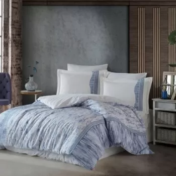 Lenjerie de pat pentru o persoana, 3 piese, 160x220 cm, 100% bumbac poplin, Hobby, Ventura, albastru imagine