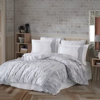 Lenjerie de pat pentru o persoana, 3 piese, 160x220 cm, 100% bumbac poplin, Hobby, Ventura, gri imagine