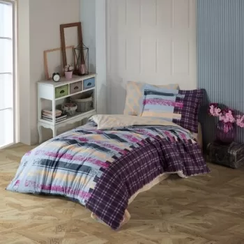 Lenjerie de pat pentru o persoana, 3 piese, 160x220 cm, 100% bumbac poplin, Hobby, Vivaldi, gri imagine