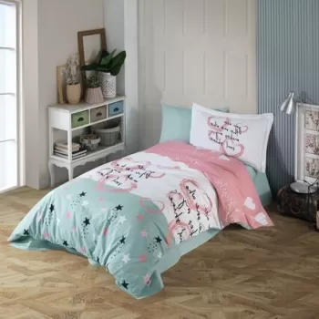 Lenjerie de pat pentru o persoana, 3 piese, 160x220 cm, 100% bumbac poplin, Hobby, Voyager, roz pudra imagine