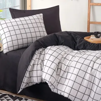 Lenjerie de pat pentru o persoana, Artus - Black, Eponj Home, 65% bumbac/35% poliester imagine