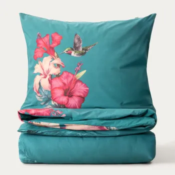 Lenjerie de pat pentru o persoana Bloom, Homla, 140x200 cm, 2 piese, bumbac, verde imagine