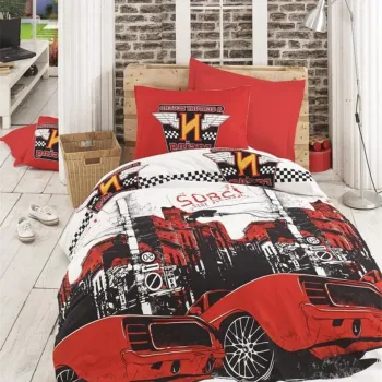 Lenjerie de pat pentru o persoana, Bolide - Red, Pearl Home, Bumbac Ranforce imagine
