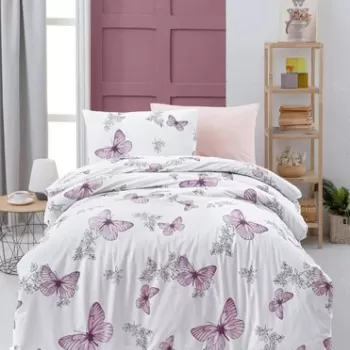 Lenjerie de pat pentru o persoana, Butterfly, Life Style, Bumbac Ranforce imagine