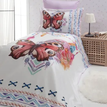 Lenjerie de pat pentru o persoana, Butterfly, Primacasa by Turkiz, Bumbac Ranforce imagine