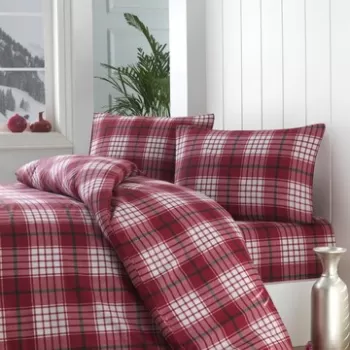 Lenjerie de pat pentru o persoana (DE), 2 piese, Ekose v2 - Red, Eponj Home, 65% bumbac/35% poliester imagine