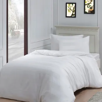 Lenjerie de pat pentru o persoana (DE), 2 piese, L'essentiel Maison, Max Yollu Saten, Bumbac;Poliester, Alb imagine