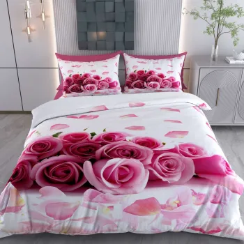 Lenjerie de pat pentru o persoana (DE), 2 piese, L'essentiel Maison, Pink Rosie, Bumbac;Poliester, Roz/Alb imagine