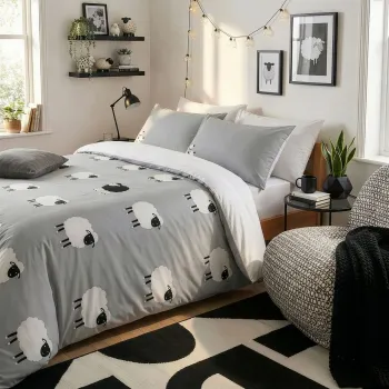 Lenjerie de pat pentru o persoana (DE), 2 piese, L'essentiel Maison, The Black Sheep, Gri imagine