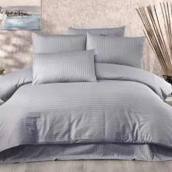 Lenjerie de pat pentru o persoana (DE), 2 piese, Lilyum - Grey, K?rlent Store, 70% poliester/30% bumbac imagine