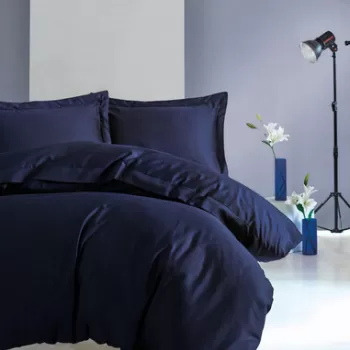 Lenjerie de pat pentru o persoana (DE), Elegant - Dark Blue, Cotton Box, Bumbac Satinat imagine