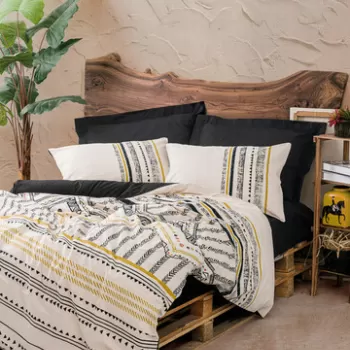 Lenjerie de pat pentru o persoana (DE), Elvira - Black, Cotton Box, Bumbac Ranforce imagine