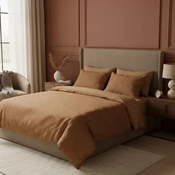 Lenjerie de pat pentru o persoana (DE), L'essentiel Maison, Dawn Kombin, Cupru/Negru imagine