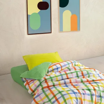 Lenjerie de pat pentru o persoana (DE), L'essentiel Maison, Hype, Bumbac Ranforce, Verde / Alb / Portocaliu / Albastru / Galben imagine