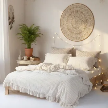 Lenjerie de pat pentru o persoana (DE), L'essentiel Maison, Leila, Crem imagine