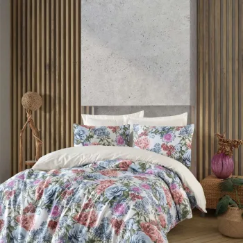 Lenjerie de pat pentru o persoana (DE), L'essentiel Maison, Lotus, Bumbac;Poliester, Albastru imagine