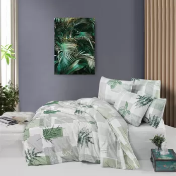 Lenjerie de pat pentru o persoana (DE), Leaf - Green, Victoria, Bumbac Ranforce imagine