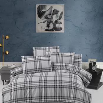 Lenjerie de pat pentru o persoana (DE), Linda - Grey, Victoria, Bumbac Ranforce imagine